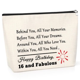 Sweet 16th Birthday Gift Happy 16th Birthday Gift Makeup Bag Daughter Birthday Gift from Mom Dad 16 Year Old Girl Birthday Gift Cosmetic Bag 16th Friend Bestie Birthday Gift Sister Birthday Gift