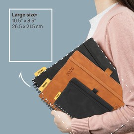 POPRUN Pocket Calendar 2026 Small Soft Cover with PU Leather, Approx. A6 (16 x 10.5 cm) - Calendar 2026 Book Calendar Notebook (Jan.2026-Dec.2026) with 100 GSM Paper - Royal Blue