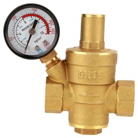 Water Pressure Regulator Reducer, DN15 20mm Adjustable Water Pressure Reducer Regulator Valves Brass with Water Pressure Gauge Water Pressure Reducing Reducing Valve