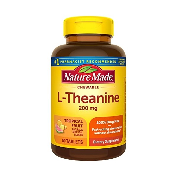 Nature Made Chewable L Theanine 200mg, L-Theanine Supplement for Stress
