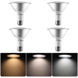 PINSUNLUX PAR30 LED Bulbs, Replacement 75W Halogen Flood Light,Dimmable LED Spotlight Bulb,3 Color Selectable Warm White/Nature White/Cool White,E26 Base 120V 12W 4 Pack. (PAR30)