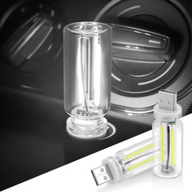 SINGARO 2PCS Car USB Lights, Retro Automotive Atmosphere Decor Lamp, Car Interior Touch Adjustment Lights, Mini Glass Bottle LED Bulb Night Light for Vehicle Bedroom 5V 1A/2A UBS Charger(White)