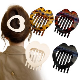 ZUFIO 1 x Vintage Hair Clip for Women Large Thick French Hair Clip Black Hair Accessories for Women Girls Large Hair Clip (Brown 001)