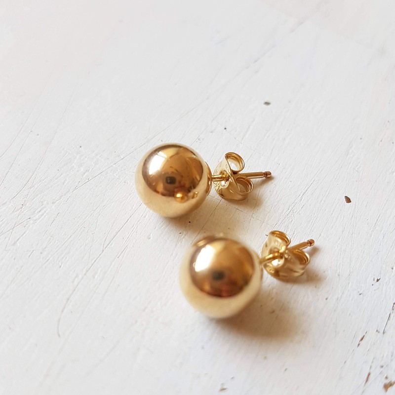 Classic 14k Yellow Gold Filled Ball Stud Earrings Round size