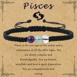 GolbalJew Pisces Zodiac Bracelets for Women Healing Crystal Stone Beads Bracelet Birthday Zodiac Gifts Horoscope Spiritual Bracelet