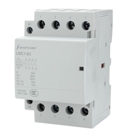 Shopcorp 4 Pole Contactor 120v Coil Normally Open (NO) 50 amp IEC 400V AC Contactor - 110/120VAC Coil, Motor Load 40a and Lighting Load 60A, Silent Operation with Mounting Base for DIN Rail