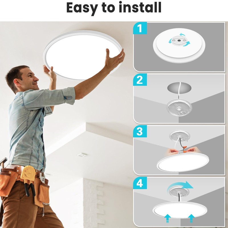 libtit Large LED Ceiling Light 16.5Inch, 4200LM 36W Bright Flush