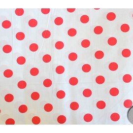 Polycotton Fabric Printed Polka DOTS RED White Background / 60" Wide/Sold by The Yard