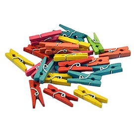 BARRILITO Micro Pinzas de Madera en Colores Surtidos, Bolsa con 45 Piezas. W060C