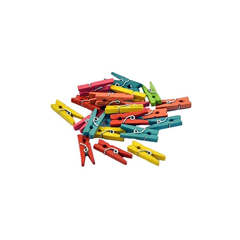 BARRILITO Micro Pinzas de Madera en Colores Surtidos, Bolsa con
