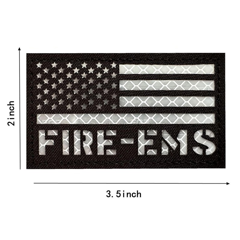 2 Pack Reflective EMS Fire Rescue Patch with Hook Back