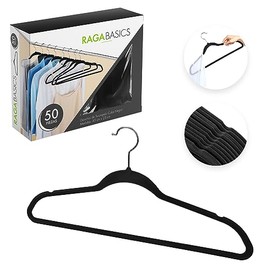 RagaBasics, Set de 50 Ganchos Metalicos Cubiertos con Terciopelo, Perchas de Alta Calidad, Gancho con Rotacion 360°, Ganchos Antideslizantes y Resiste