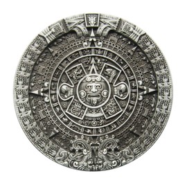 Urban Backwoods Aztec Calendar I Belt Buckle for Interchangeable Belt Buckle, silver