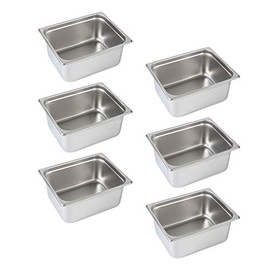 Aplancee Steam Pan 1/2 Size x 6 Inch Deep 6 Pack NSF Stainless Steel Anti-Jamming Food Cooking Pan (More Sizes & Lid Options)