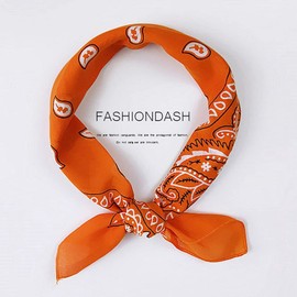 Trifong Bandana, 100% Cotton, Cashew Nut Pattern, Paisley Handkerchief, Unisex, Large, 21.7 x 21.7 inches (55 x 55 cm), Cashew Nuts Pattern Orange