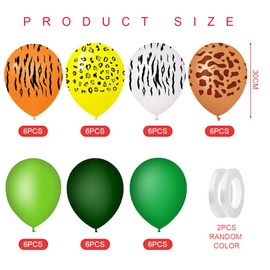 Jungle Safari Balloons, Pack of 42 12 Inch Latex Print Balloons, Wildlife Party Decoration, Jungle Party Accessories for Children, Birthday Theme Party Decoration