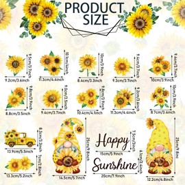 Geiserailie 27 Pcs Sunflower Gnome Refrigerator Magnets Cruise Door Magnets Summer Car Magnetic Stickers Summer Fridge Garage Decals Sunflower Party Decorations for Fall Autumn Home Office Decor