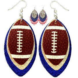 Football Earrings for Women - Football Mom Earrings - Royal Blue Football Jewelry (Silver & Blue)