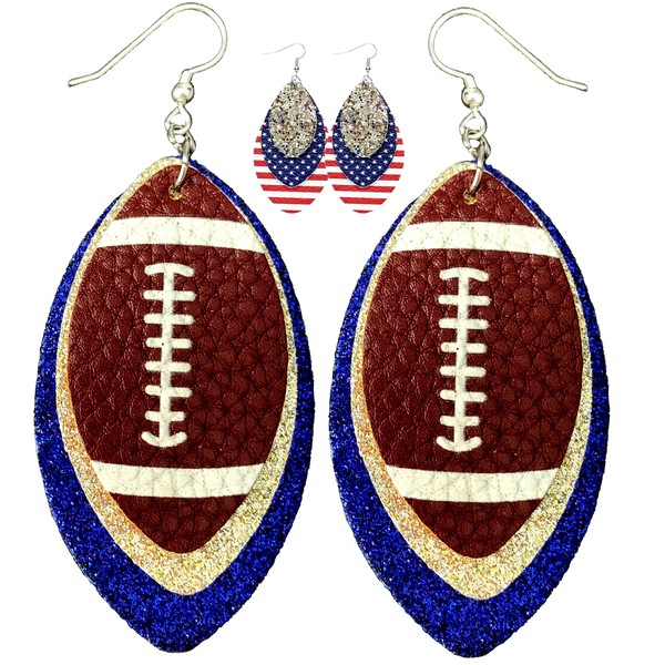 Football Earrings for Women - Football Mom Earrings - Royal