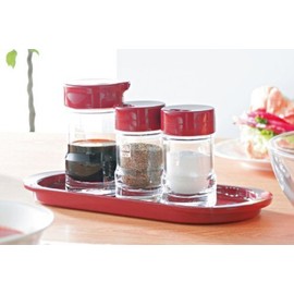 Squirrel Seasoning Tray, Oval, Red, W10.6 x D4.3 x H0.8 inches (27 x 11 x 2