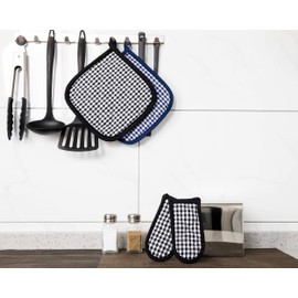 5 PCS Pot Holders for Kitchen, Cotton Potholers with Great Heat Resistance, Hot Pads, Trivets for Cooking and Baking Blue