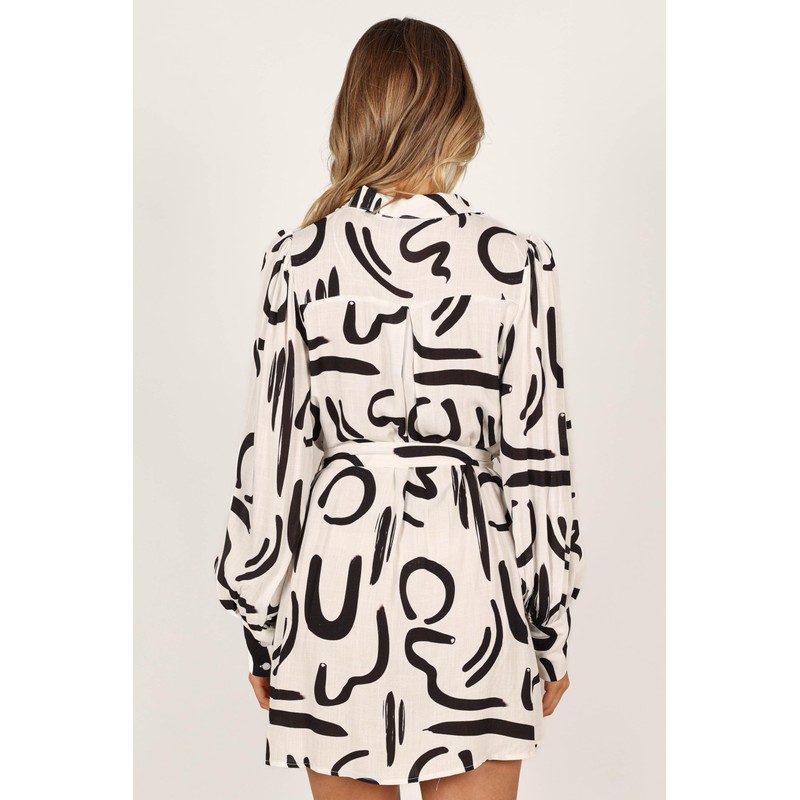 Petal & Pup Women's Cosmo Wrap Mini Dress, White/Black, Small