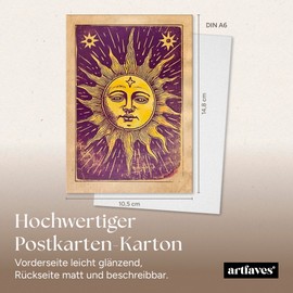 ARTFAVES® Postcard Set - Vintage Tarot II - 30 Different Postcards with Illustrations of Animals, Plants, Anatomy, Botany, Mystical, DIN A6