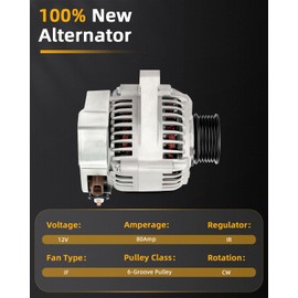 OCPTY Alternators 13747 Fit for Lexus ES300 V6 3.0L 1997-2001， for Toyota Camry V6 3.0L 2000-2001，for Solara V6 3.0L 2000-2003,12V 80Amp