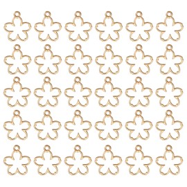sourcing map 30Pcs Alloy Open Bezel Pendants, Flower Open Back Hollow Frame Pendant Geometric for Resin Jewelry Making Earrings Necklace Bracelet DIY, Light Gold