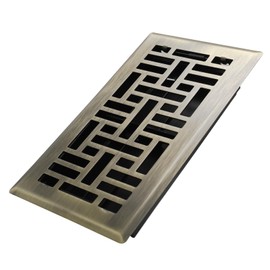 Howeall 4x8 Inches Heavy Duty Walkable Floor Register Easy Adjust Air Supply Lever Floor Vents - Seattle Design - Vent Cover for Home Floor - Antique Brass