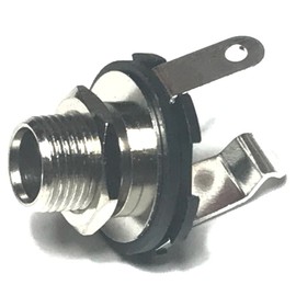 CESS 6.35mm Mono Socket, 1/4 Inch TS Female Socket, Panel Mount Jack, Black, Washer and Nut Included, Tip Sleeve Mono Design (4 Pack)
