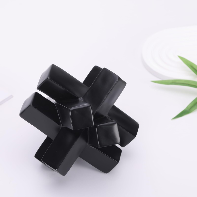 Black Knot Decor Kink Knacks for Shelves, Black Geometric Sculpture,