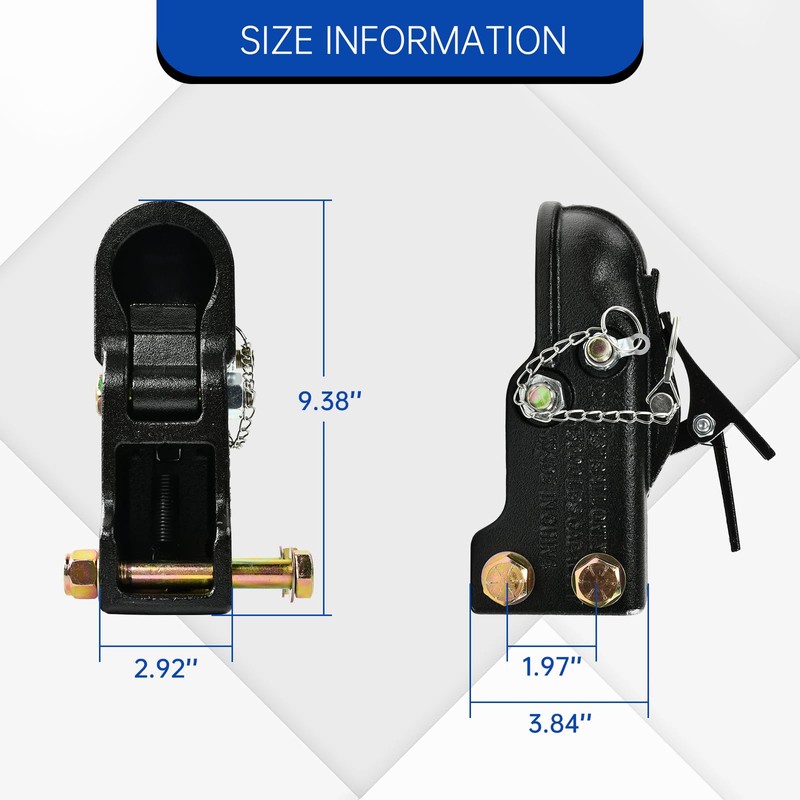 2-5/16" Adjustable Trailer Coupler, 15000LBS Capacity Heavy Duty Channel-Mount Cast