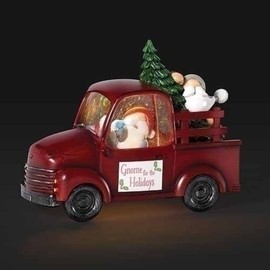 Christmas by Roman Inc, Confetti Lites Collection, 7.75" H LED Swirl Confetti Light Truck; Gnomes, Lantern, Snow Globe, Holiday Home Décor, Santa, Cardinal, Nutcracker, Snowman, Reindeer (10x4x7)