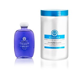 Joya Mia 4oz LIQUID MONOMER and Diamond Clear Acrylic Powder Combo Set - Made in USA (32oz)