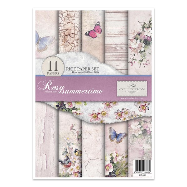 ITD Collection Rosy Summertime Rice Paper RP031 29.7 x 21