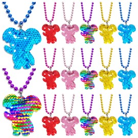 CiciBear 15 Pack Koala Sequin Necklace Party Favors with Mardi Gras Beads for Koala Themed Party Favors, Home Decorations, Festivals，Wedding，Birthday Celebrations, 5 Colors, Plastic, Sequin