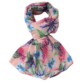 GFM® Women's Thistle Flower Print Spring Summer Scarf (PSCF-TH) (Th-33-Pink)(FLD-PSCF-TH-25033-DGLB)