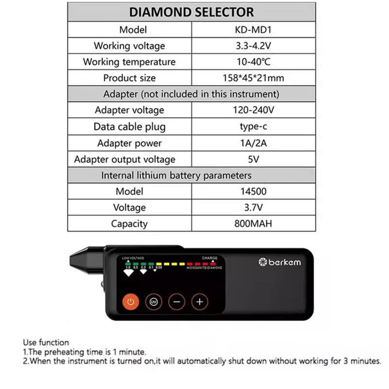 Rechargeable Professional Diamond Tester Pen with UV Light,Rechargeable Diamond Tester