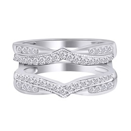 AFFY 925 Sterling Silver Anniversary Ring Enhancer for Women Wedding Engagement Enhancer Ring (1/3 Ct) Ring Size 8