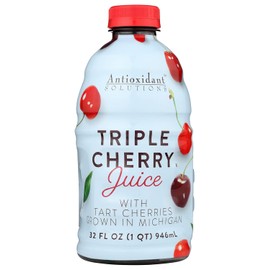 Antioxidant Solutions 100% Triple Cherry Juice - No Added Sugar - High in Antioxidants - 32 fl oz Bottles (6-Pack)