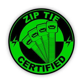 Green Zip Tie Certified Sticker Decal - Self Adhesive Vinyl - Weatherproof - Made in USA - ziptie JDM tech - 4" x 4"