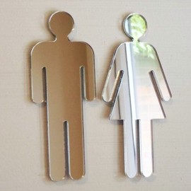 Super Cool Creations Mirrored Male & Female Toilet Door Signs 12cm x 5cm each