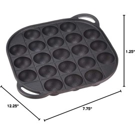 JapanBargain 1795, Takoyaki Pan Cast Iron Takoyaki Maker Skillet Griddle Japanese Octopus Meat Ball Mold Maker, 21 Molds