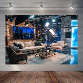 TOAOFY 7x5ft Talk Show Stage Backdrop TV Show Photo Background News Broadcasting Interview Conference for Photo Booth Portrait Studio Props TAYBDJ181