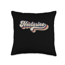 Retro Vintage Nectarine Outfits for Fruit Lovers Retro Vintage Lover-Nectarine Throw Pillow, 16x16, Multicolor