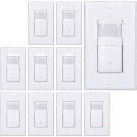 EverElectrix 10 Pack Motion Sensor Light Switch, Neutral Wire Required, Single Pole Only (Not 3-Way), Indoor in-Wall Occupancy Sensor with Wall Plate, Adjustable Timer, Title 24, UL Certified, White