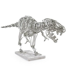 American Handmade Twisted Wire Tyrannosaurus Rex Dinosaur Modern Tabletop Art Sculpture, 22", Indoor or Outdoor