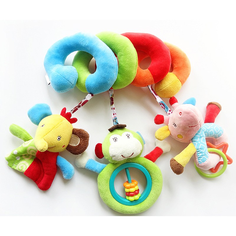 Baby Stroller Spiral Infant Toys Animal Plush Rattle For Stroller