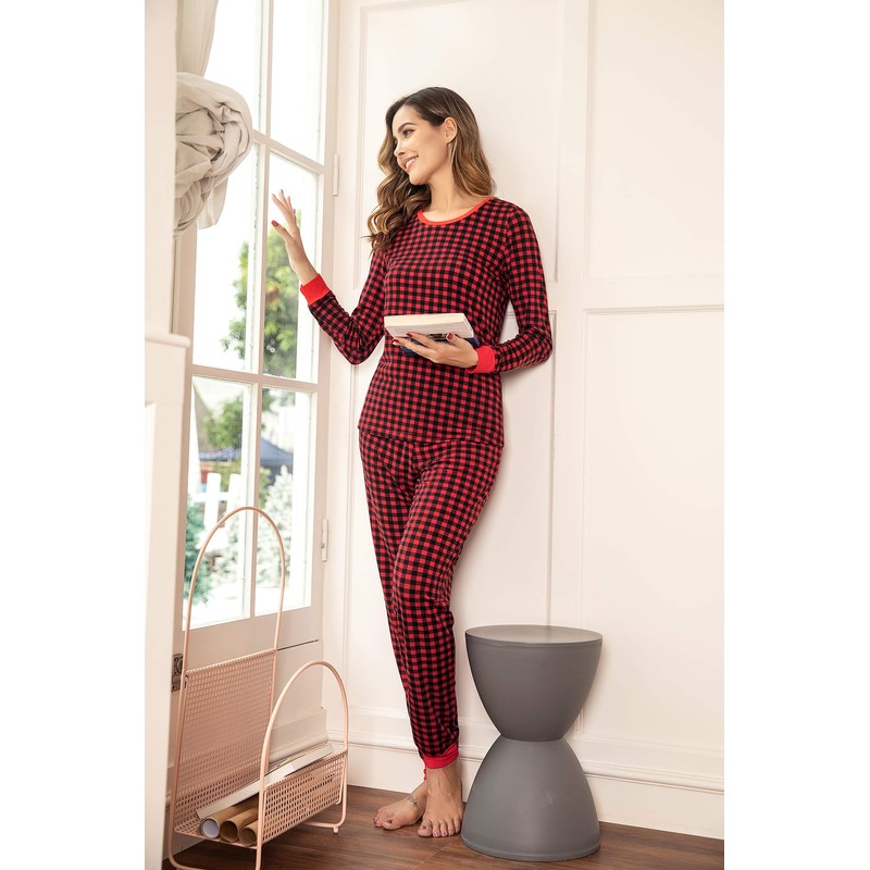 Ekouaer Womens Pajamas Sets Long Sleeve Tops with Jogger Pants